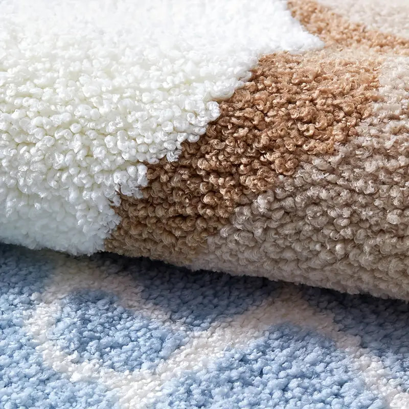 Ocean Waves Microfiber Bath Mat – Soft High-Pile Non-Slip Bathroom Mat with Anti-Slip Backing – Machine Washable and Quick Drying 4