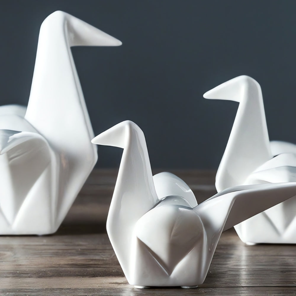 Origami Ceramic Bird Sculpture - Elegant Home Decor for Stylish Rooms 2
