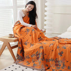 Ornate Cotton Blanket - Soft Multi-Layer Gauze with Jacquard Design 3