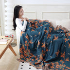 Ornate Cotton Blanket - Soft Multi-Layer Gauze with Jacquard Design 7
