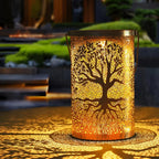 Outdoor Solar Lantern - IP55 Waterproof Garden Lantern with Tree Pattern 0