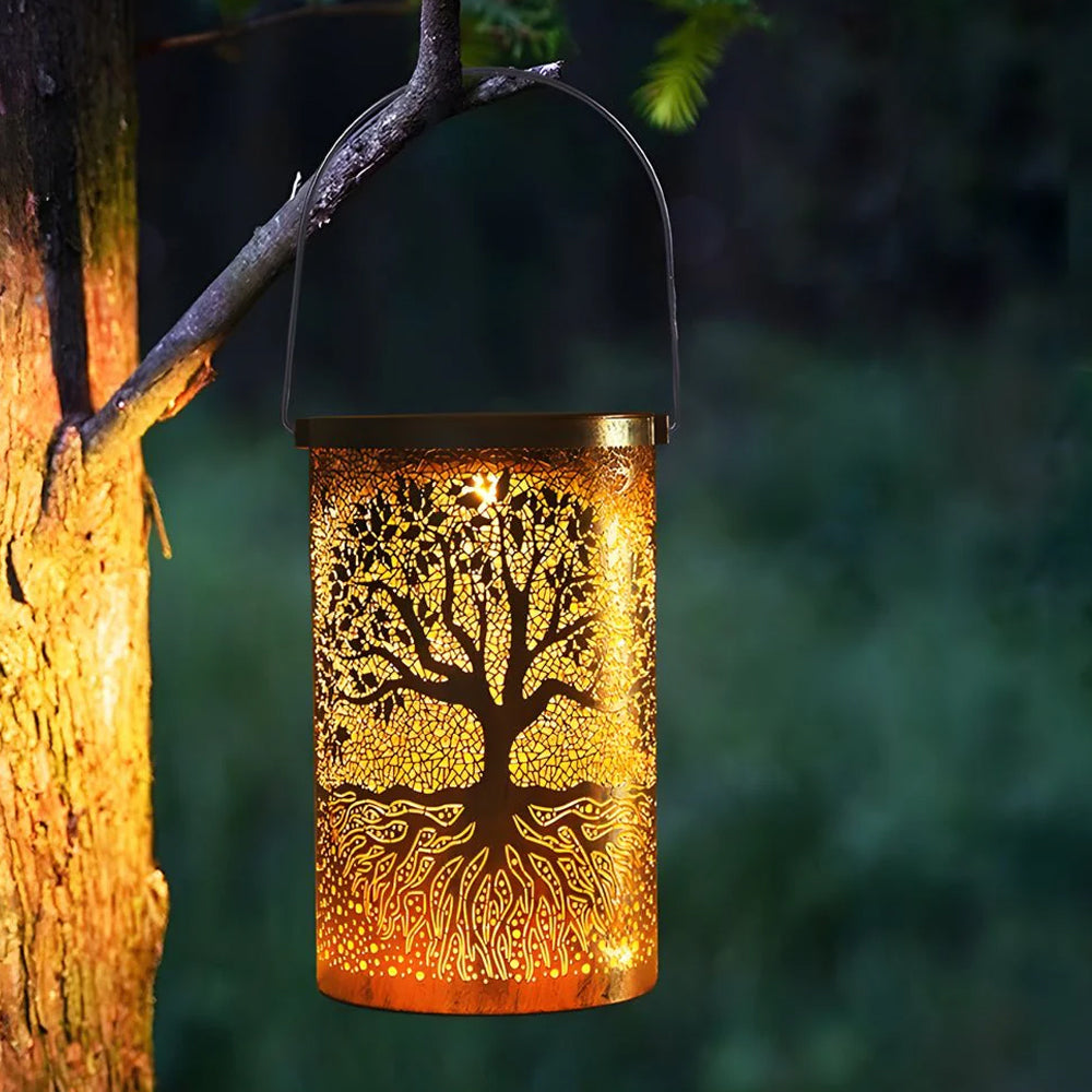 Outdoor Solar Lantern - IP55 Waterproof Garden Lantern with Tree Pattern 1