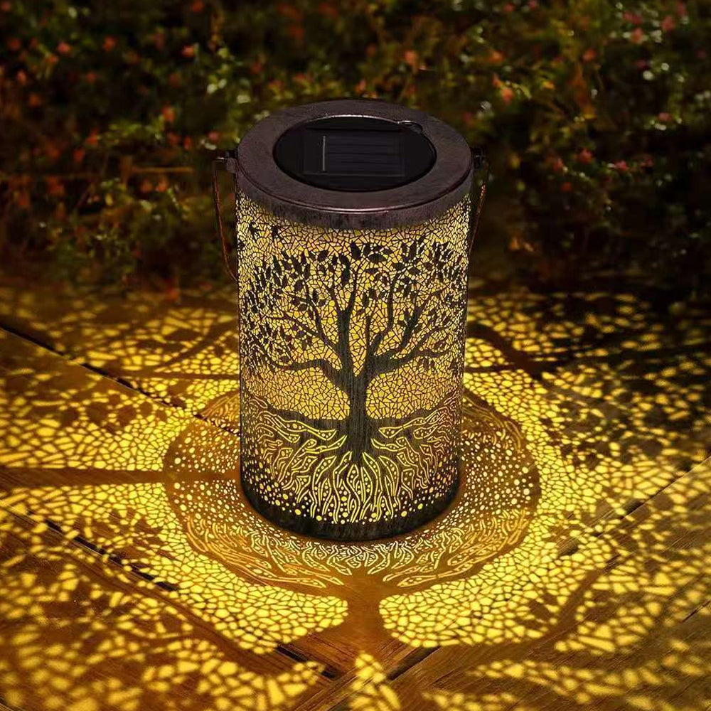 Outdoor Solar Lantern - IP55 Waterproof Garden Lantern with Tree Pattern 3