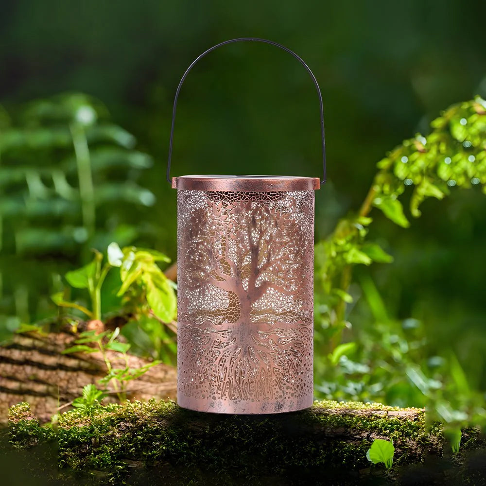 Outdoor Solar Lantern - IP55 Waterproof Garden Lantern with Tree Pattern 4