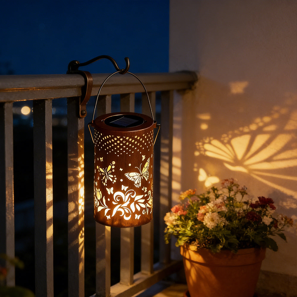 Outdoor Solar Lantern - IP55 Waterproof Garden Lantern with Tree Pattern 7
