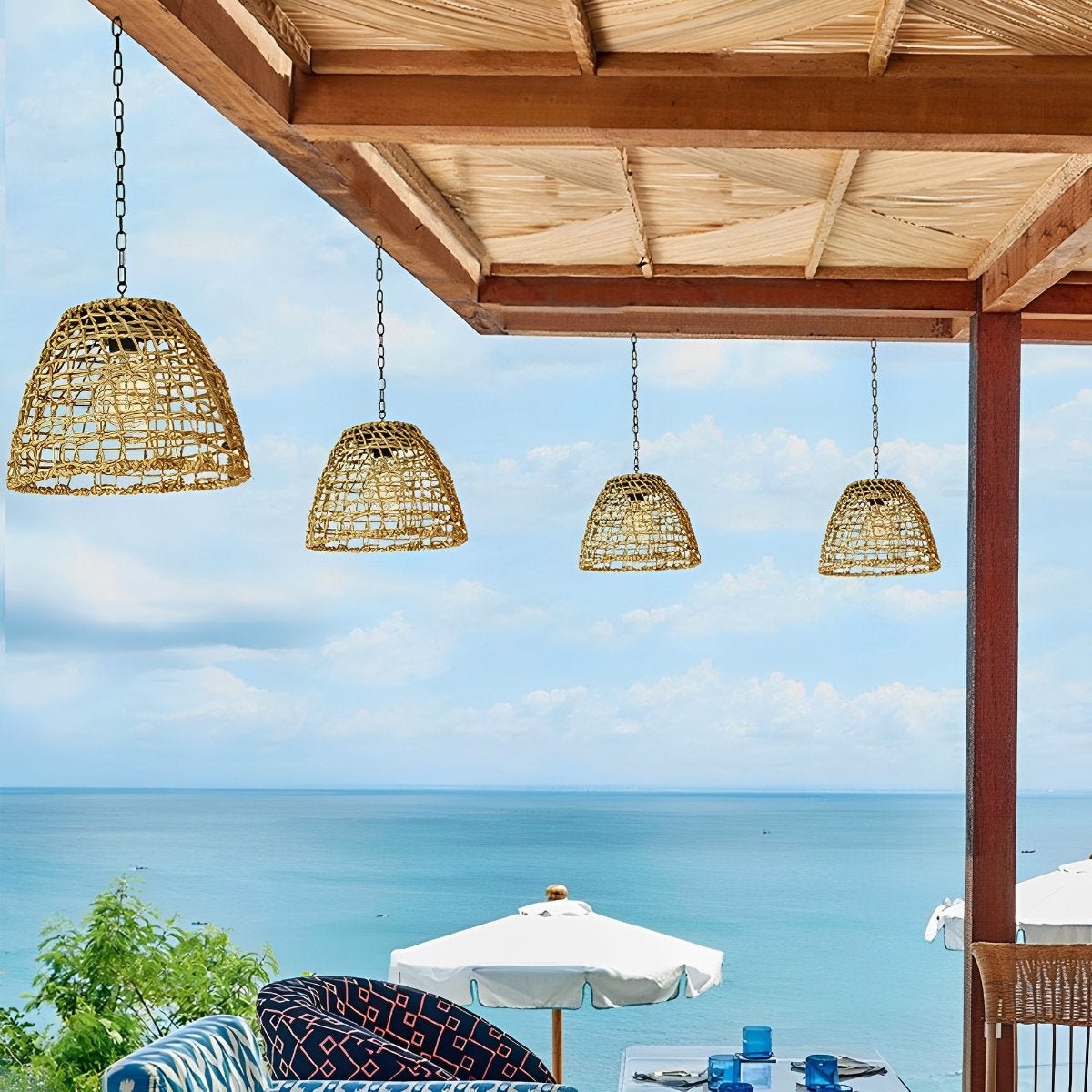 Outdoor Solar Lantern - Waterproof Rustic Pendant Light with Adjustable Chain 1
