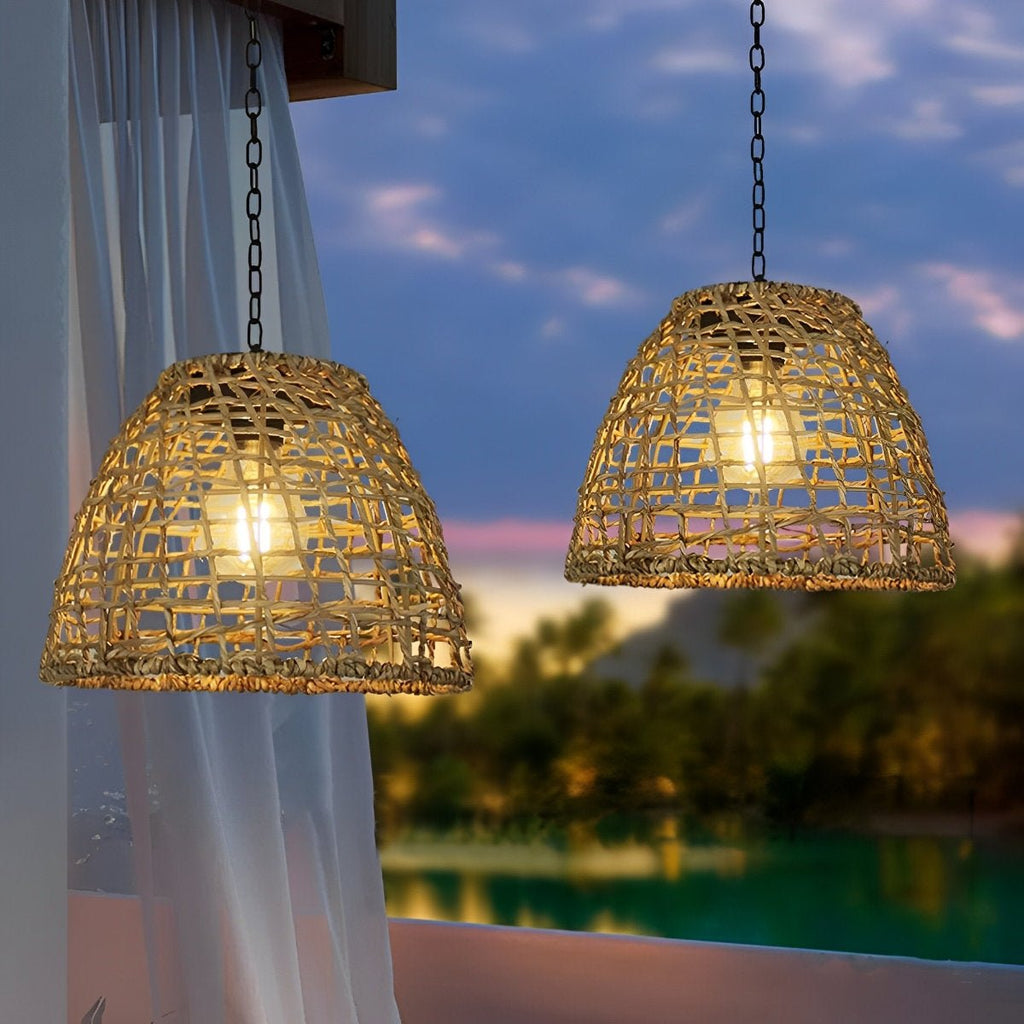 Outdoor Solar Lantern - Waterproof Rustic Pendant Light with Adjustable Chain 2