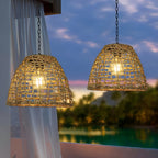 Outdoor Solar Lantern - Waterproof Rustic Pendant Light with Adjustable Chain 2