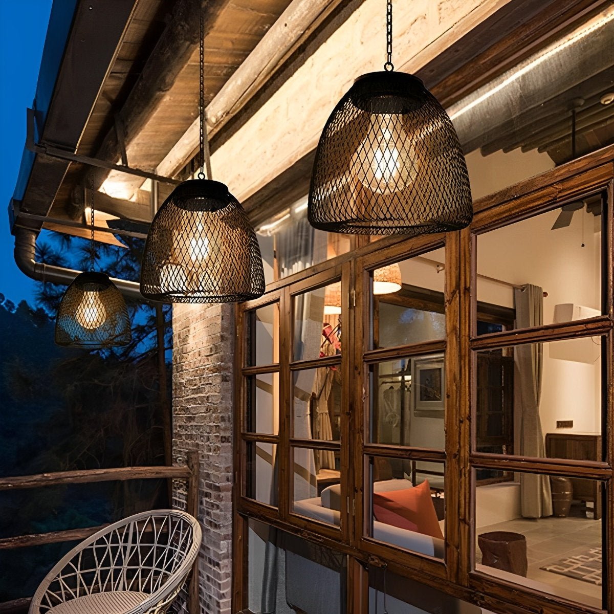 Outdoor Solar Lantern - Waterproof Rustic Pendant Light with Adjustable Chain 3