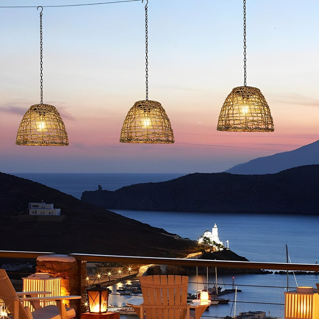 Outdoor Solar Lantern - Waterproof Rustic Pendant Light with Adjustable Chain 6