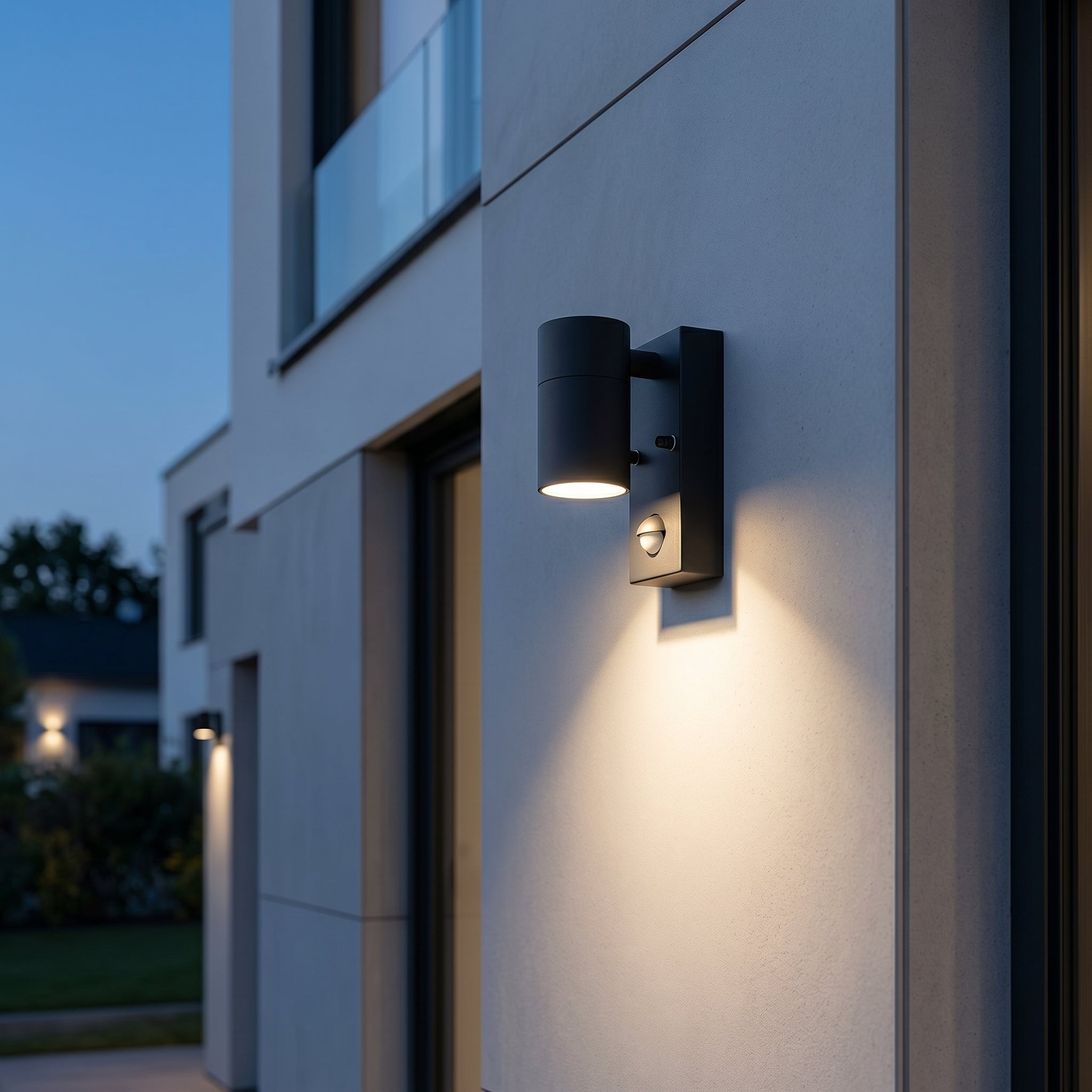Outdoor Wall Light - Motion Sensor Security & Modern Cylindrical Design 0