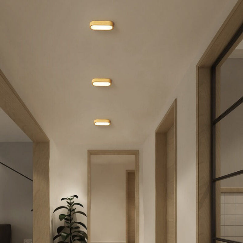 Oval Wood Grain LED Flush Mount Ceiling Light - 8W, 800 Lumens, Minimalist 0