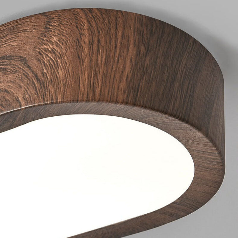 Oval Wood Grain LED Flush Mount Ceiling Light - 8W, 800 Lumens, Minimalist 7