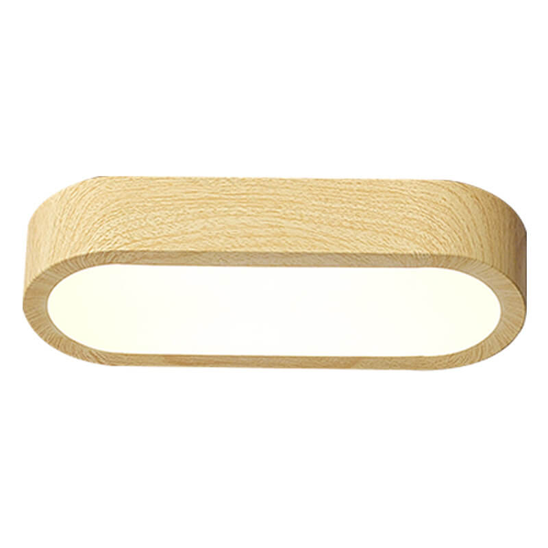 Oval Wood Grain LED Flush Mount Ceiling Light - 8W, 800 Lumens, Minimalist 8