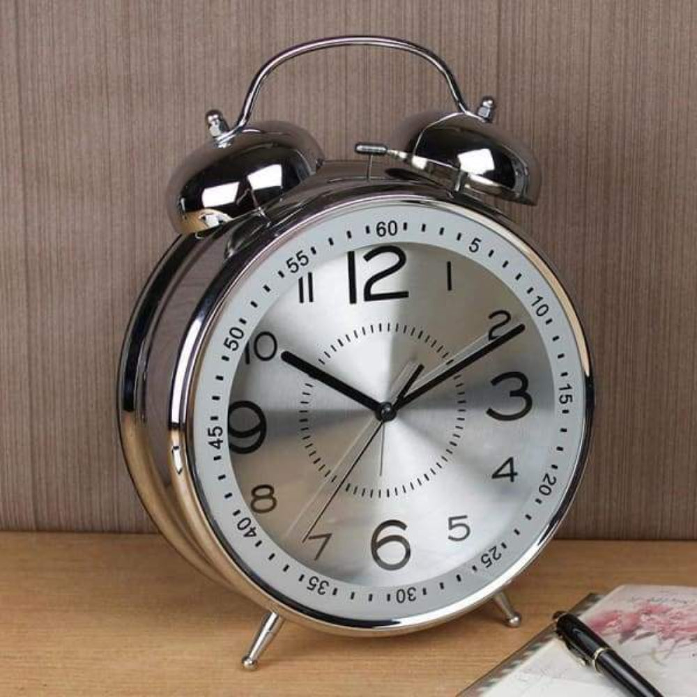 Oversized Vintage Double Bell Alarm Clock Ð Loud Chime, Retro Metal Design for Bedroom & Office 0
