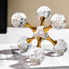 Paperweight Glass Metal Bubble Glass Star Design Gold Decorative Desk Ornament 04