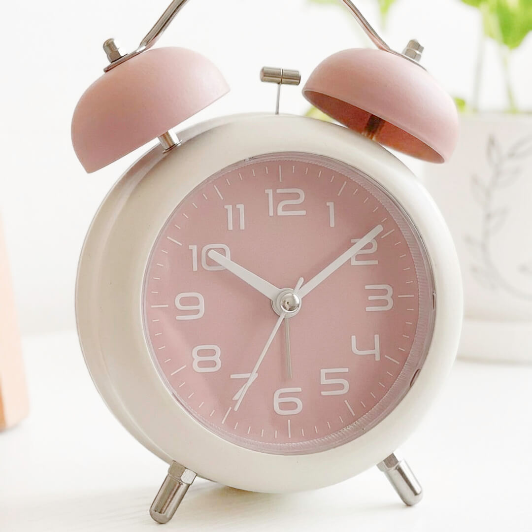 Pastel Analog Alarm Clock - Classic Twin-Bell Design with Clear Dial 2
