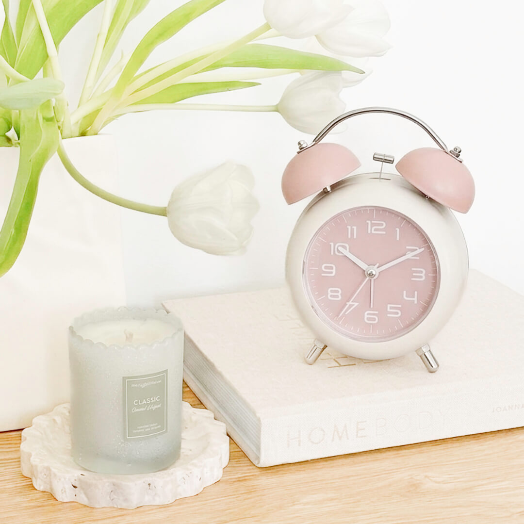 Pastel Analog Alarm Clock - Classic Twin-Bell Design with Clear Dial 3