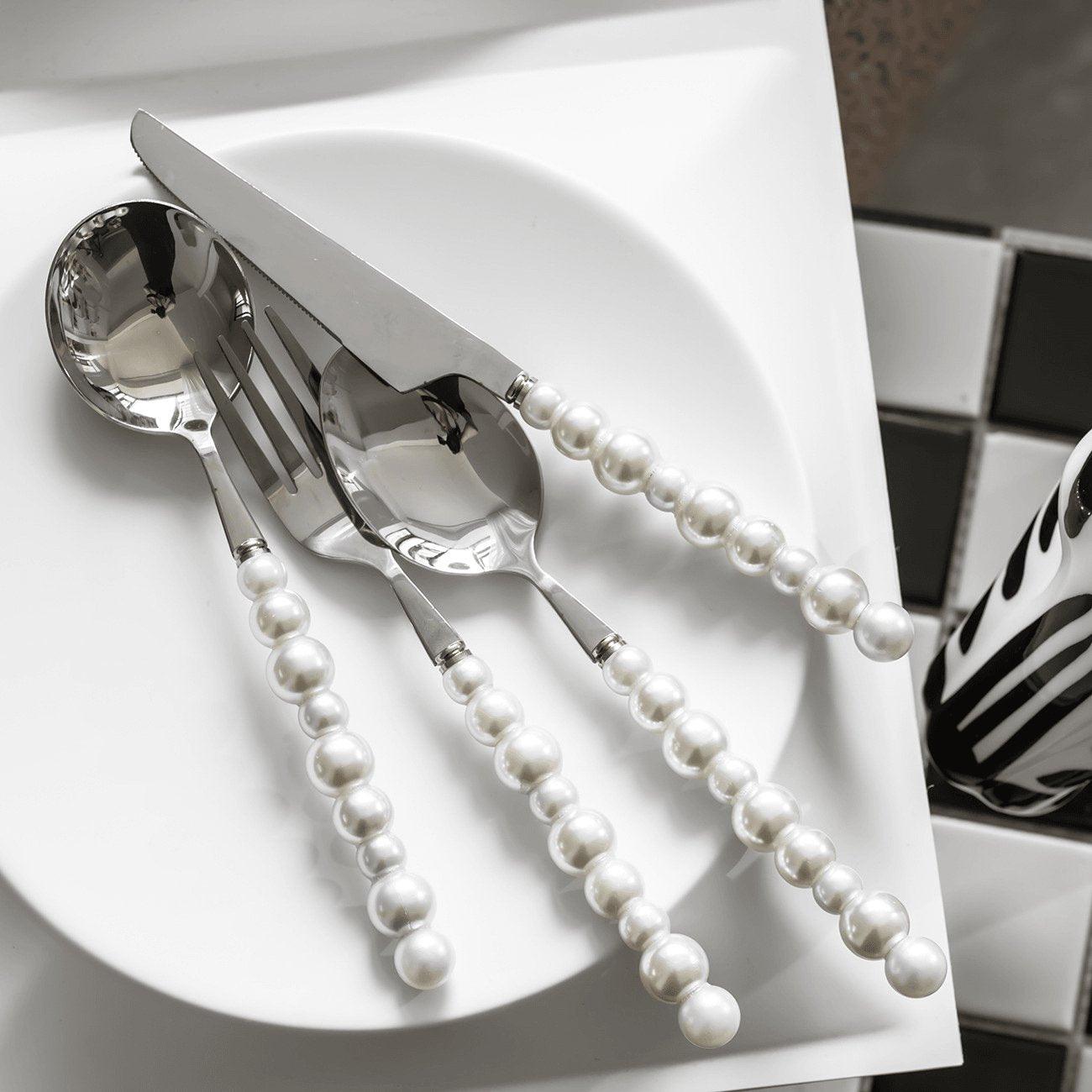 Pearl Cutlery Set - Elegant Stainless Steel Silverware Set 8