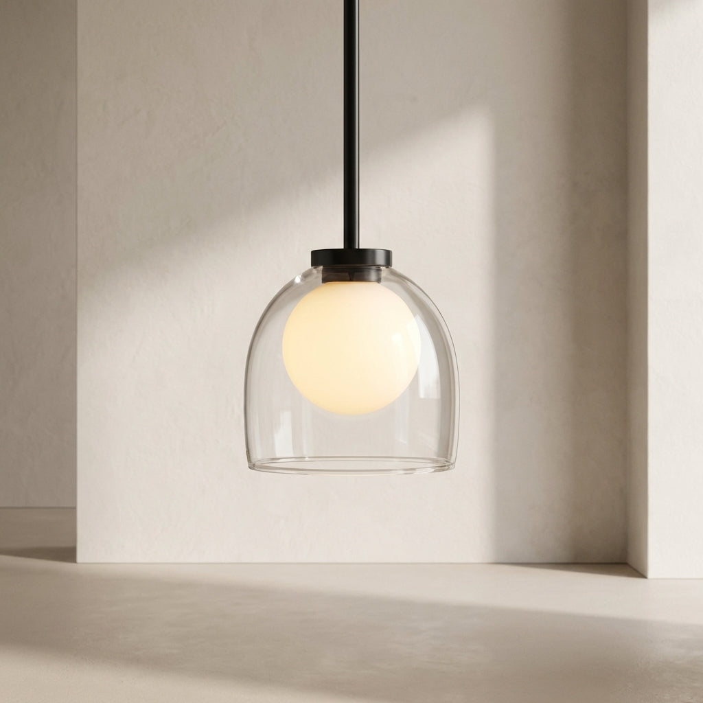 Pendant Lamp Clear Glass Shade Adjustable Cord Bi pin Bulb 1