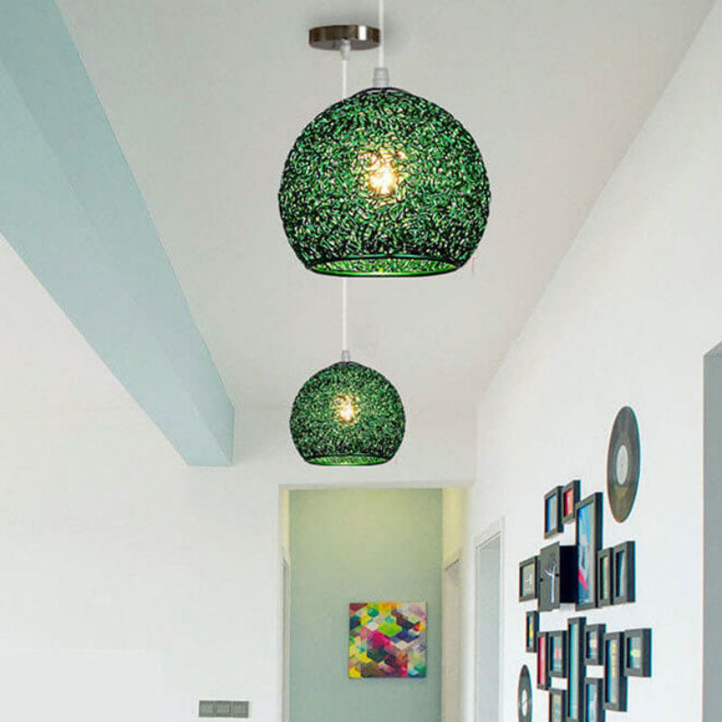 Pendant Light Aluminum E26 Base 18 cm Width Adjustable Cord Black Silver Gold Blue Green 3
