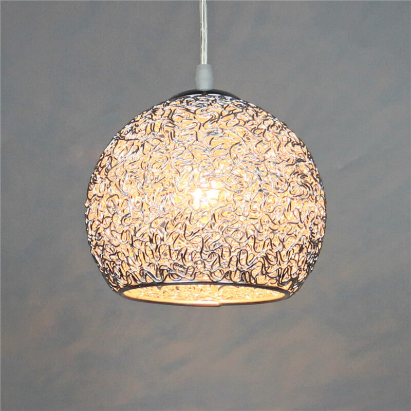 Pendant Light Aluminum E26 Base 18 cm Width Adjustable Cord Black Silver Gold Blue Green 4