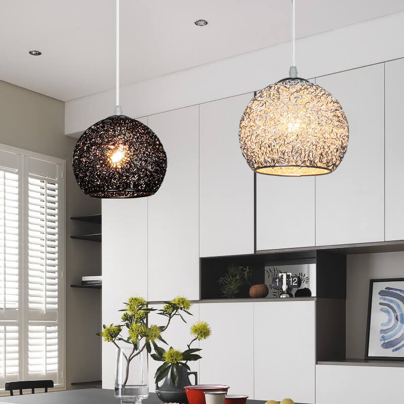 Pendant Light Aluminum E26 Base 18 cm Width Adjustable Cord Black Silver Gold Blue Green 5