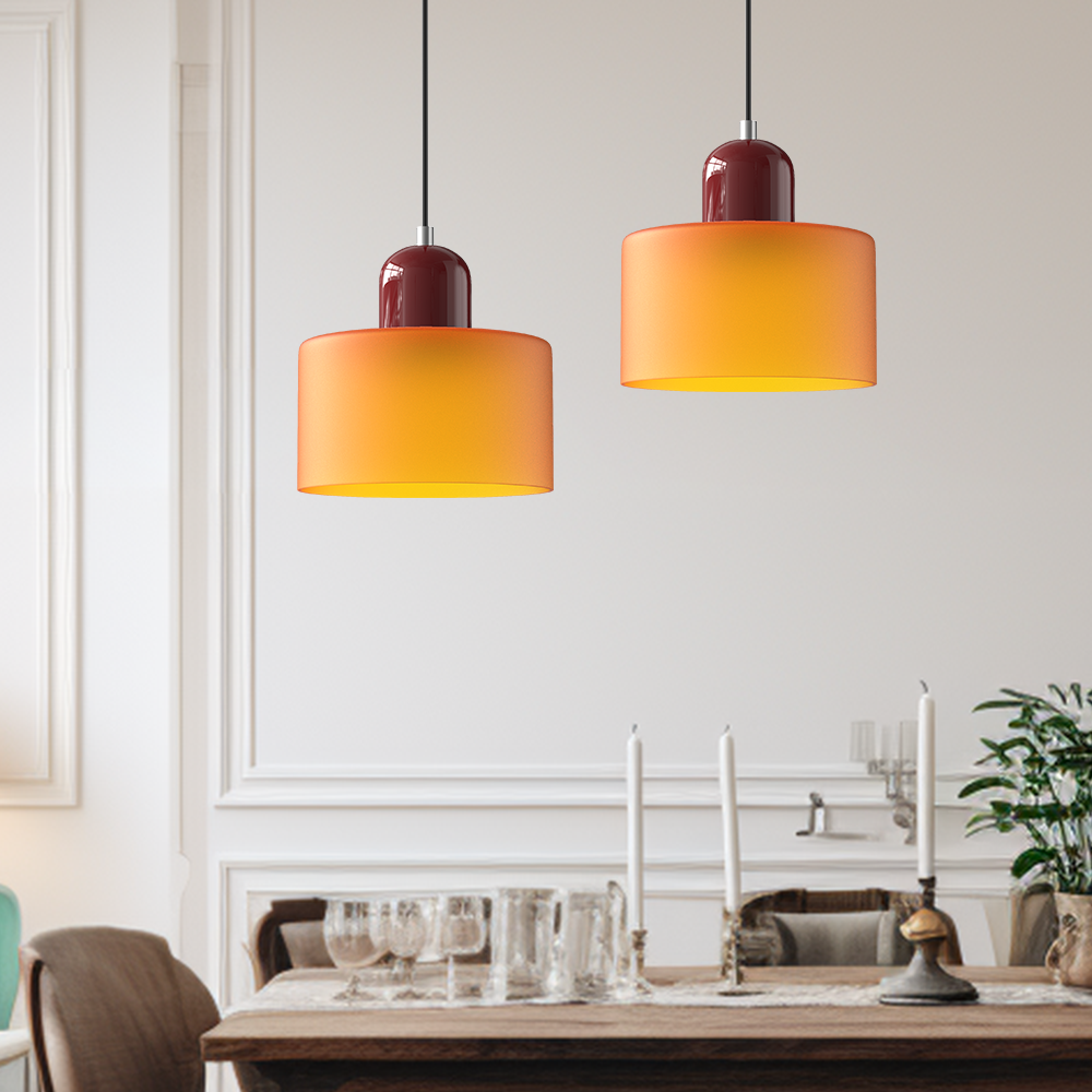 Pendant Light Glass E27 Bulb Compatible Adjustable Cord Ceiling Lamp 05