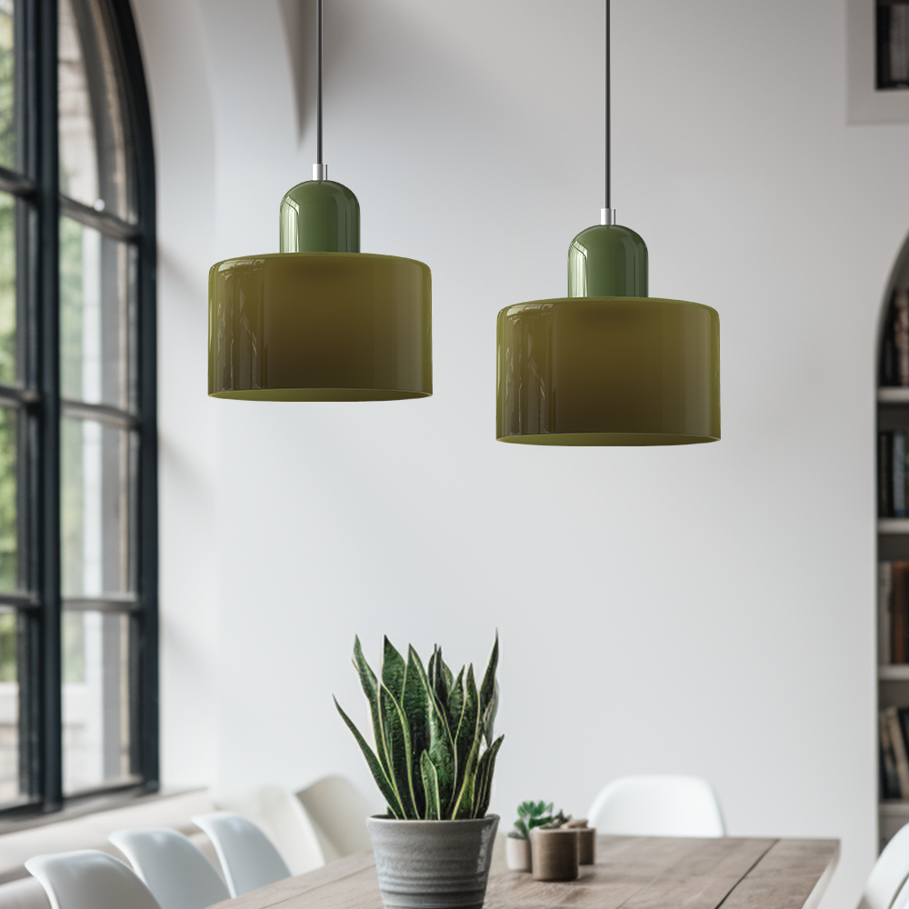 Pendant Light Glass E27 Bulb Compatible Adjustable Cord Ceiling Lamp 06