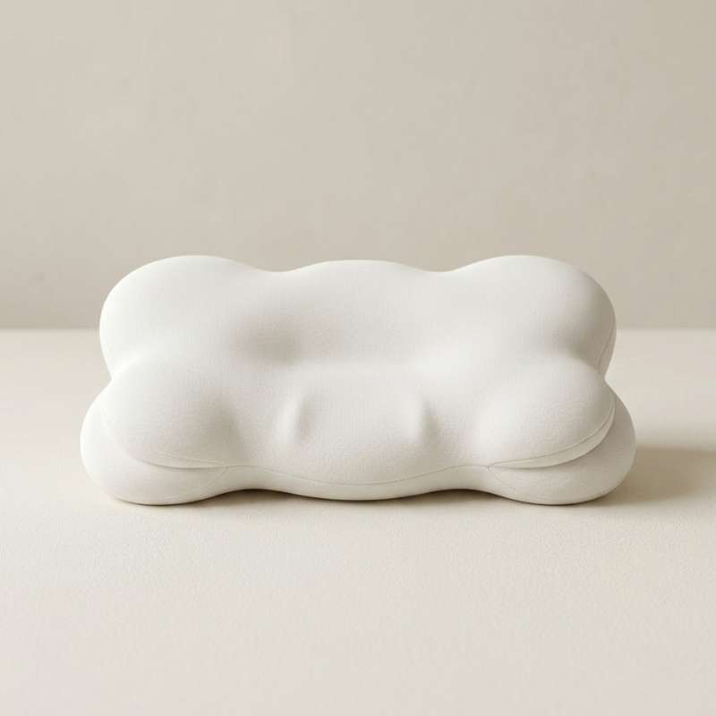 White cloud-shaped pillow on a beige background