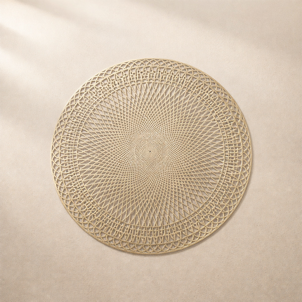 Placemats PVC Round 38 cm Geometric Cut Out Gold Rose Gold Set 1