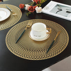 Placemats PVC Round 38 cm Geometric Cut Out Gold Rose Gold Set 3