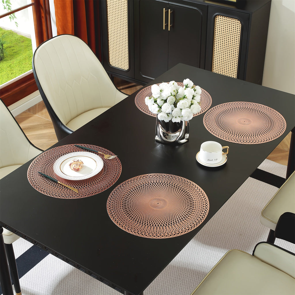 Placemats PVC Round 38 cm Geometric Cut Out Gold Rose Gold Set 4