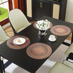 Placemats PVC Round 38 cm Geometric Cut Out Gold Rose Gold Set 4