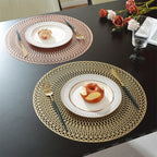 Placemats PVC Round 38 cm Geometric Cut Out Gold Rose Gold Set 5