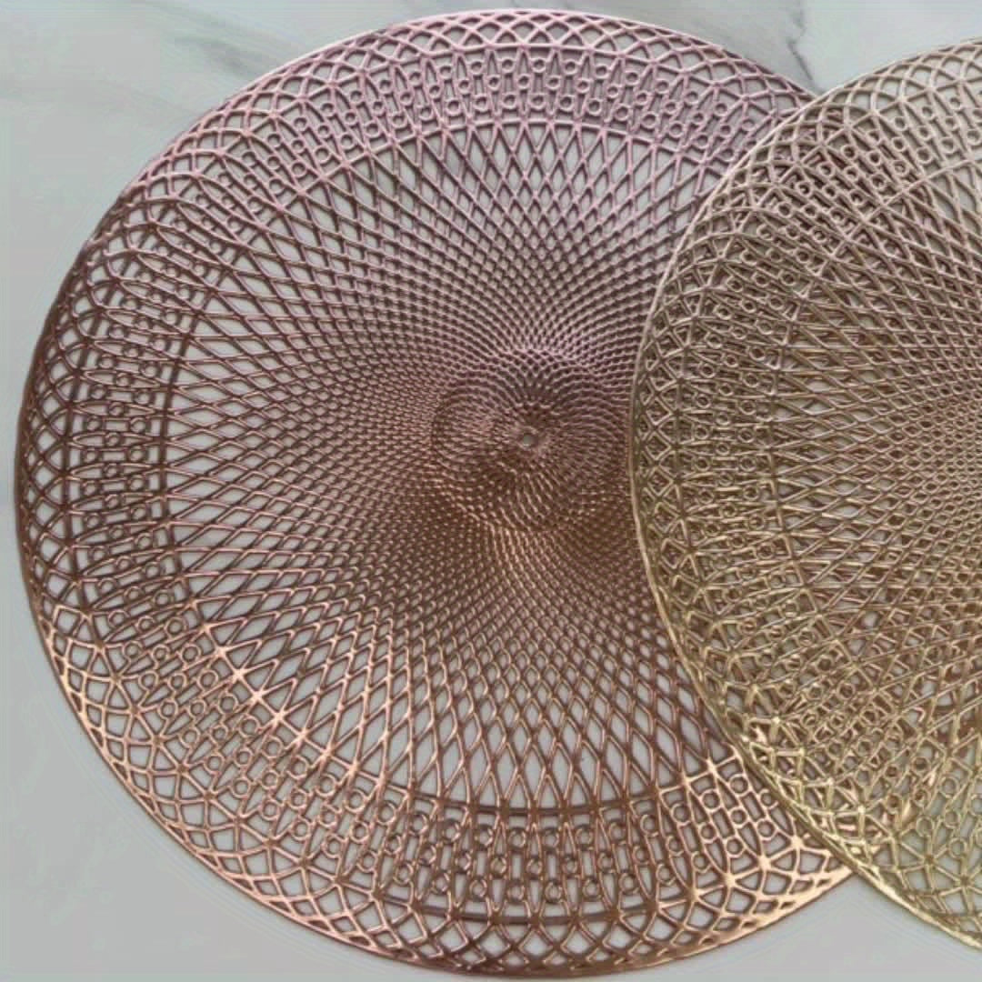 Placemats PVC Round 38 cm Geometric Cut Out Gold Rose Gold Set 8