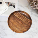 Plate Acacia Wood Handcrafted Natural Finish Wave Groove 4