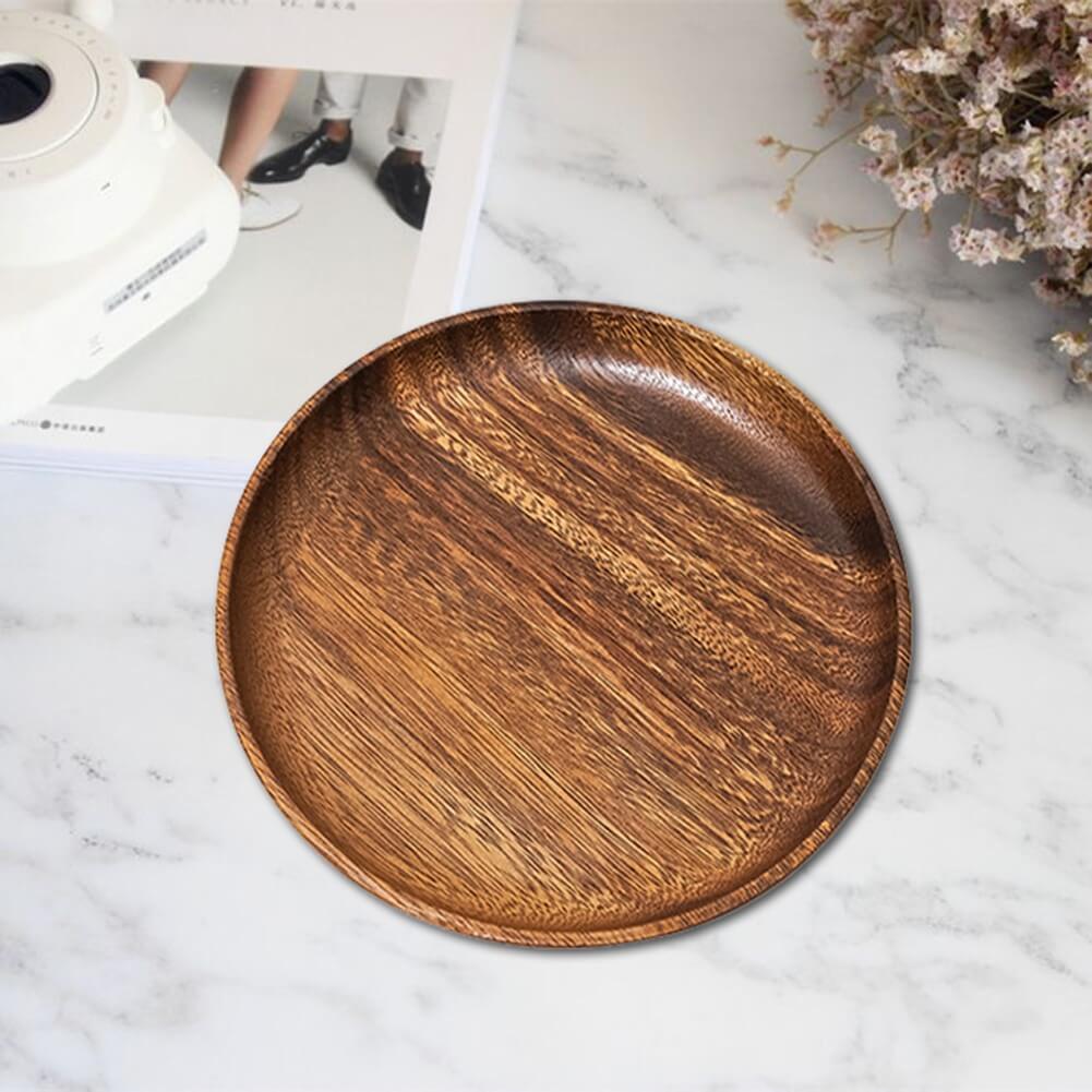 Plate Acacia Wood Handcrafted Natural Finish Wave Groove 4