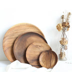Plate Acacia Wood Handcrafted Natural Finish Wave Groove 5