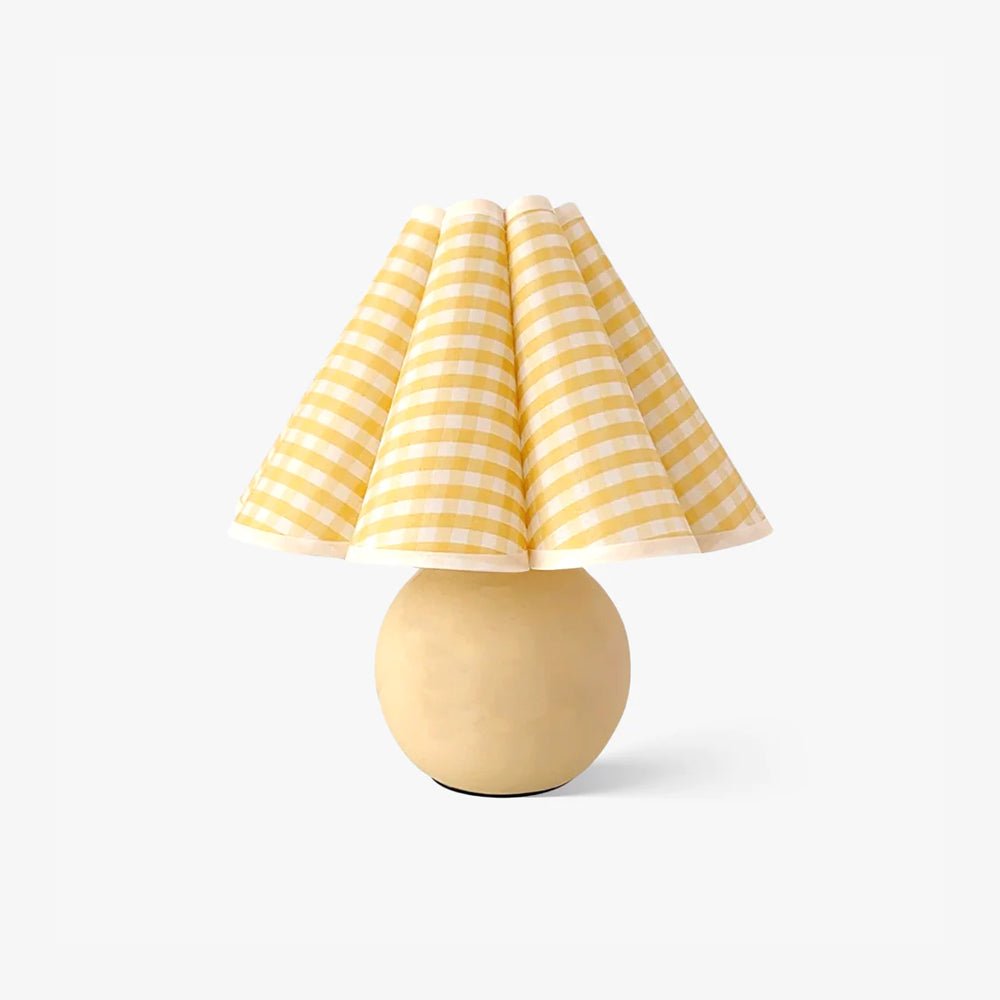 Pleated Table Lamp - Vintage Linen Shade & Ceramic Base, 11 1