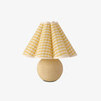 Pleated Table Lamp - Vintage Linen Shade & Ceramic Base, 11 6