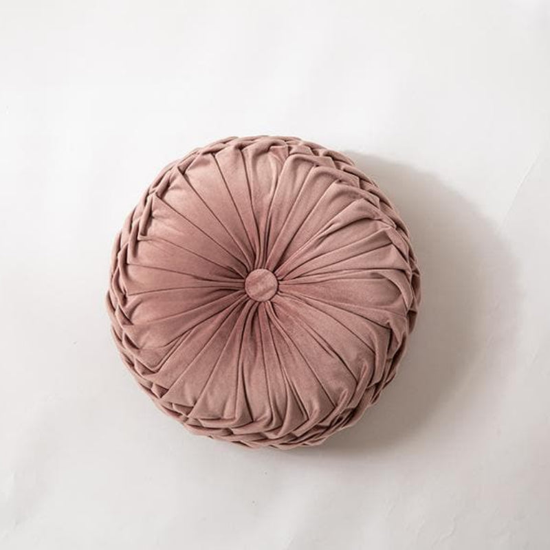 Pleated Velvet Cushion Pillow, 16 × 16 in, Polyester Cotton Filling 12