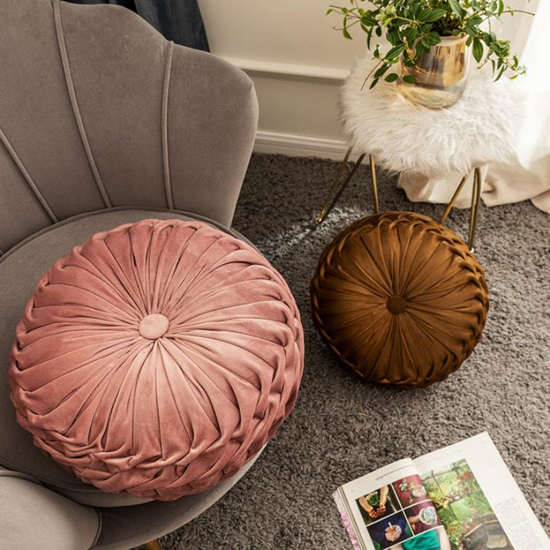 Pleated Velvet Cushion Pillow, 16 × 16 in, Polyester Cotton Filling 5