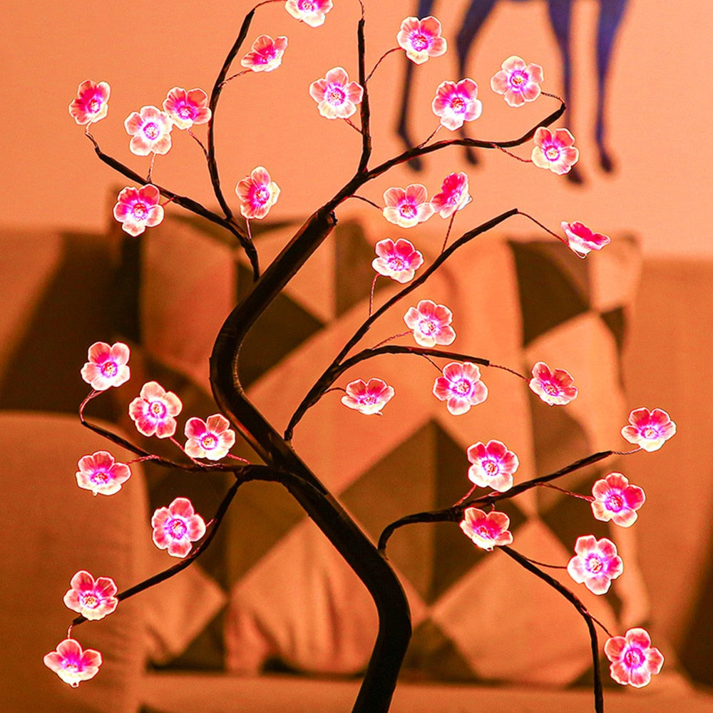 Plum Blossom Table Lamp with Adjustable Branches – Battery Operated LED Bedroom Lamp for Elegant Home Decor 2