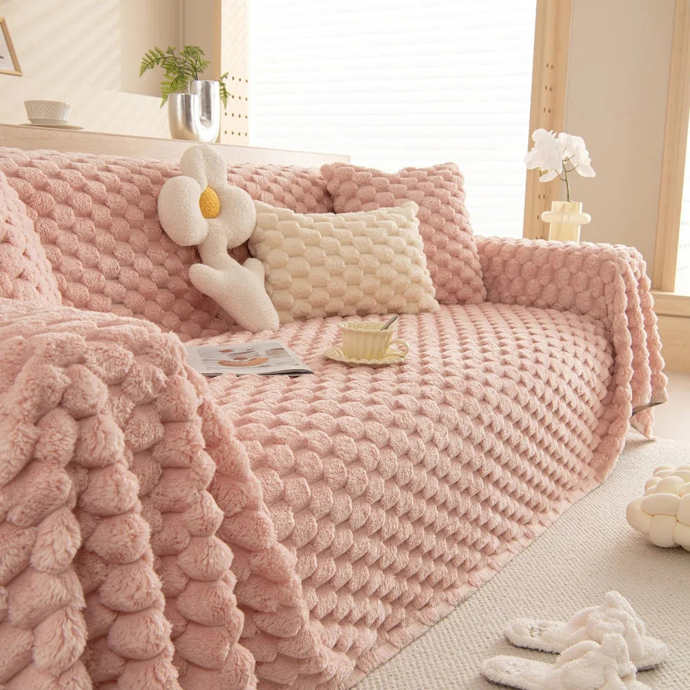 Plush Bubble Knit Sofa Cover - Soft Microfiber Couch Cover for Dogs, Pet-Friendly, Machine Washable, Cozy Raised Texture 3