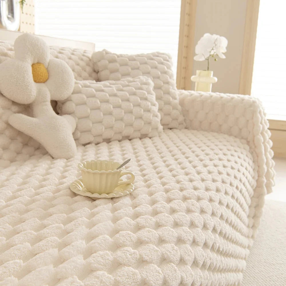 Plush Bubble Knit Sofa Cover - Soft Microfiber Couch Cover for Dogs, Pet-Friendly, Machine Washable, Cozy Raised Texture 6