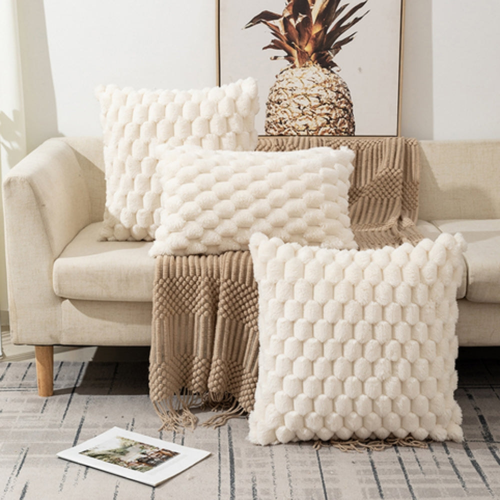 Plush Marshmallow Cushion Cover - Soft 3D Texture for Cozy Comfort 3