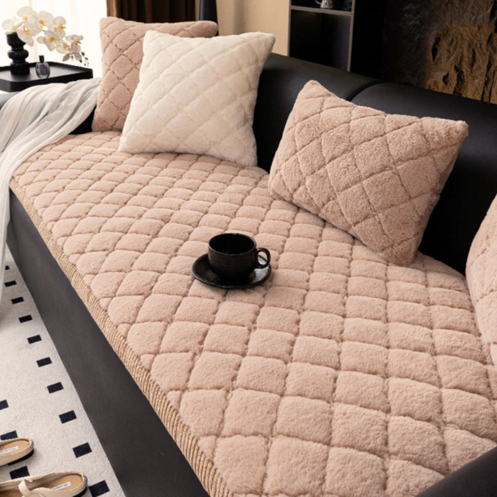 Plush Microfiber Sofa Cover - Stylish, Non-Slip Protection for Couch 0