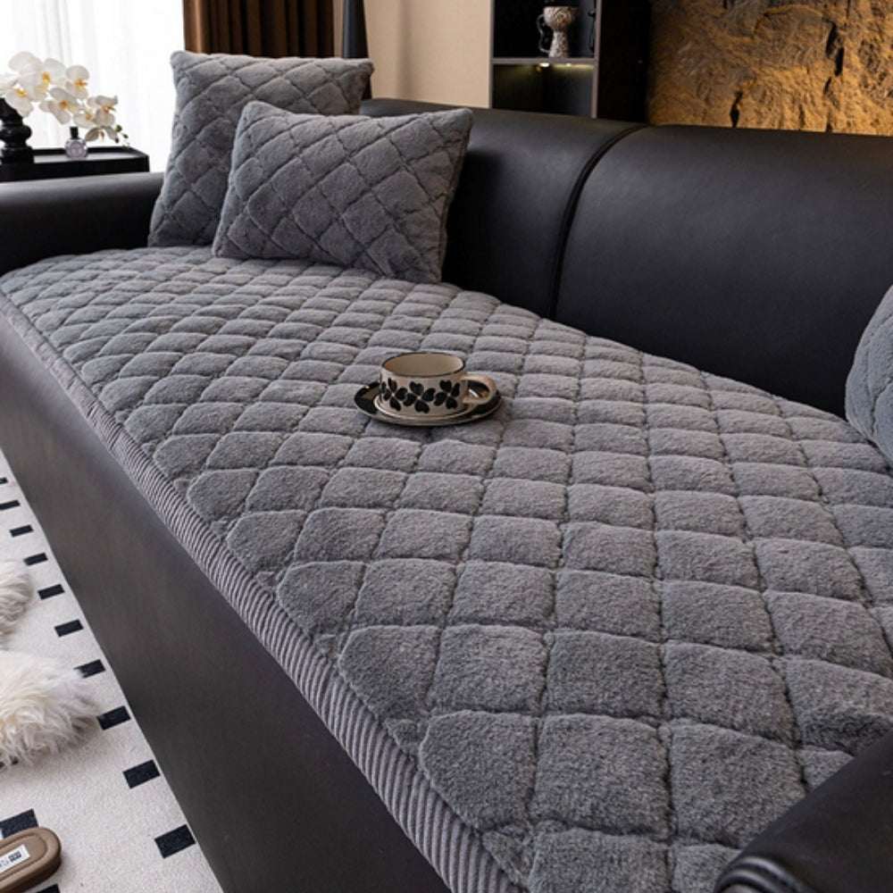 Plush Microfiber Sofa Cover - Stylish, Non-Slip Protection for Couch 1