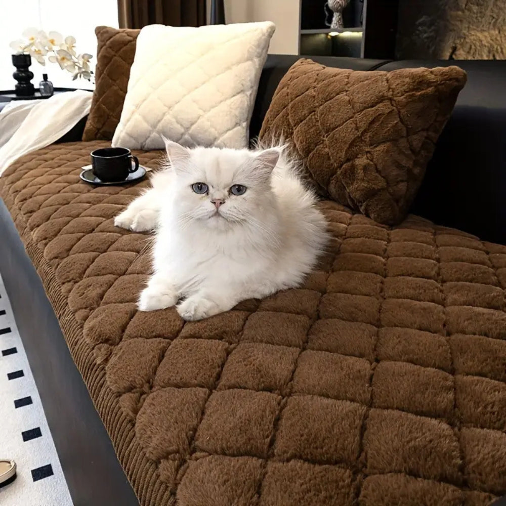 Plush Microfiber Sofa Cover - Stylish, Non-Slip Protection for Couch 2